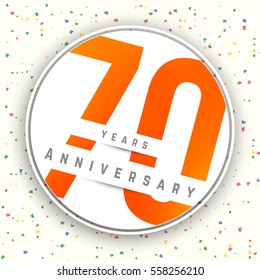 Seventy years anniversary banner. 70th anniversary logo. Vector illustration.