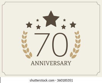Seventy years anniversary celebration logotype. 70th anniversary logo.
