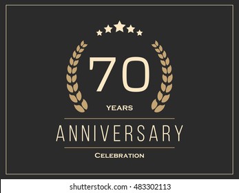 Seventy years anniversary celebration logotype. 70th anniversary logo. Vector illustration.