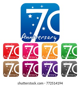 Seventy years anniversary icon set.