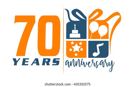Seventy Years Gift Box Ribbon Anniversary 