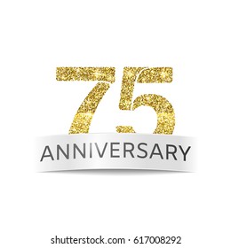 Seventy-five anniversary. The flag of the 75th anniversary gold glitter color
