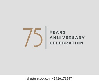 Seventy-five years celebration event. 75 years anniversary sign. Vector design template.