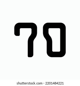 Seventy's monogram on white background