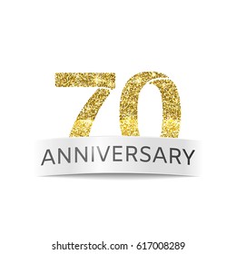 Seventy-year anniversary. The flag of the 70th anniversary gold glitter color