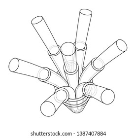 Seven-wire cable. Wire frame style. Vector rendering of 3d. Concept of the energy industry