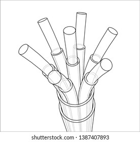 Seven-wire cable. Wire frame style. Vector rendering of 3d. Concept of the energy industry
