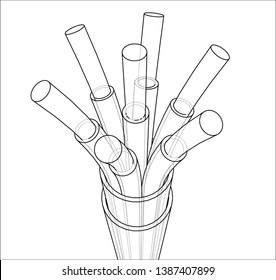 Seven-wire cable. Wire frame style. Vector rendering of 3d. Concept of the energy industry