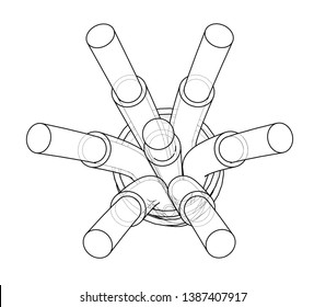 Seven-wire cable. Wire frame style. Vector rendering of 3d. Concept of the energy industry