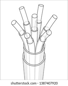 Seven-wire cable. Wire frame style. Vector rendering of 3d. Concept of the energy industry