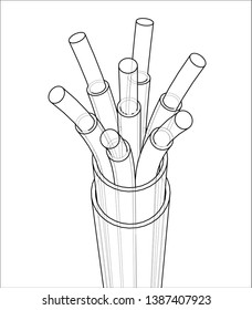 Seven-wire cable. Wire frame style. Vector rendering of 3d. Concept of the energy industry