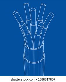 Seven-wire cable. Wire frame style. Vector rendering of 3d. Concept of the energy industry