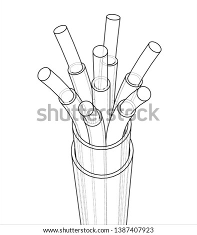 Seven-wire cable. Wire frame style. Vector rendering of 3d. Concept of the energy industry