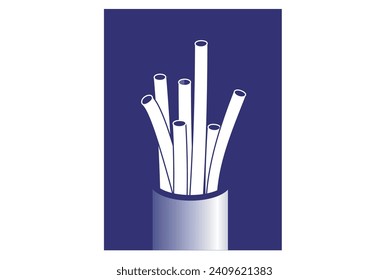 Seven-wire cable wire frame Vector. cable, optical cable, electrical cable vector.