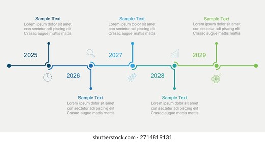 Seven-year timeline. Infographic for presentations or websites. Modern 7-step diagram.