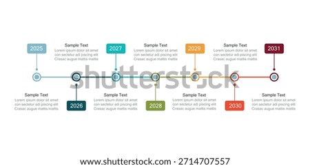 Seven-year timeline. Infographic for presentations or websites. Modern 7-step diagram.