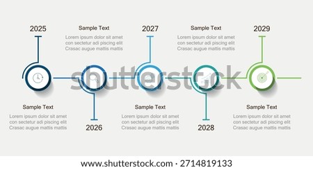 Seven-year timeline. Infographic for presentations or websites. Modern 7-step diagram.
