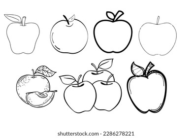 several aples with various styles in black and white