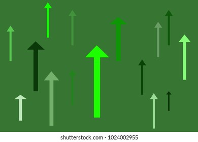 Several arrows of an green color looking up