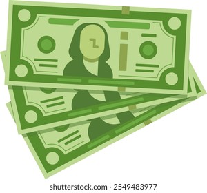 Varios billetes se apilan juntos, simbolizando la acumulación de riqueza, el éxito financiero y el poder de la inversión