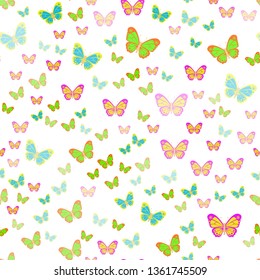 Several beautiful multicolored butterflies on the background. Seamless Wallpaper pattern. 