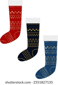 Several beautiful patterned Christmas socks for gifts