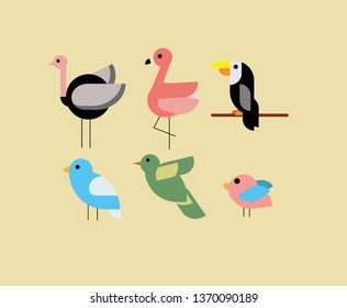 Several birds cliparts in colorful choices. They are illustrated in geometric style bird characters to use for any design related to nature or wildlife theme.