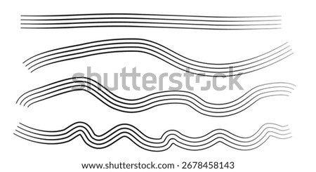 Several black, parallel lines arranged in wavy and straight formations on a white background.