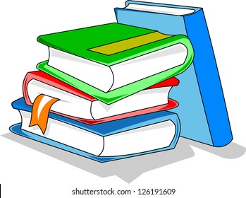 several books with colored covers (vector illustration);