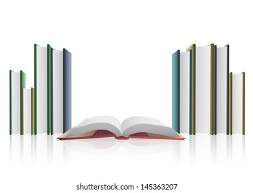 Several books isolated on white background. 