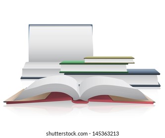 Several books isolated on white background. 