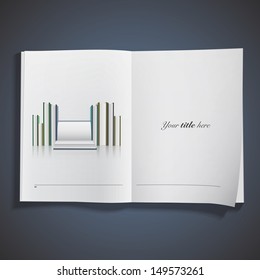 Several books printed on book. Vector design 