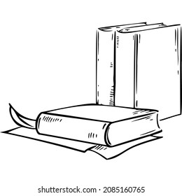 Several books and sheets sketch vector illustration hand draw