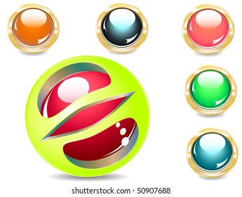 several brilliant varicolored buttons and magic ball