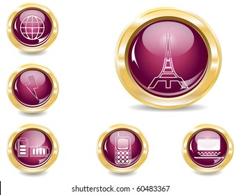 several brilliant varicolored buttons and magic ball