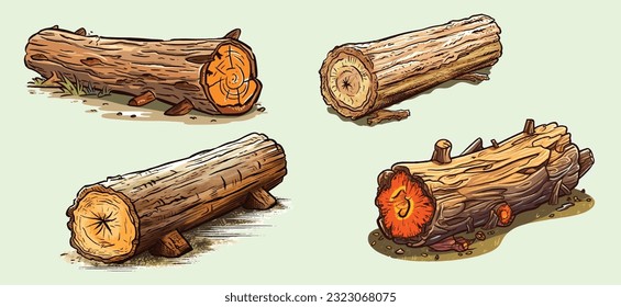 Several broken tree trunks without leaves