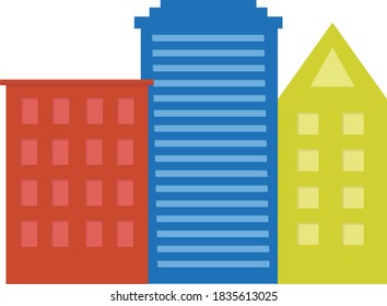 several buildings with different colors