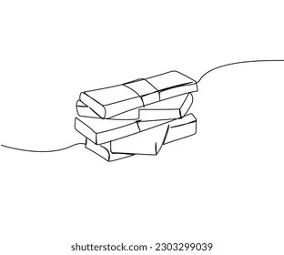 Several bundles of money, cash, banknotes, dollars, hryvnias, euro one line art. Continuous line drawing of bank, money, finance, financial, payment, data, savings, economic, wealth, credit