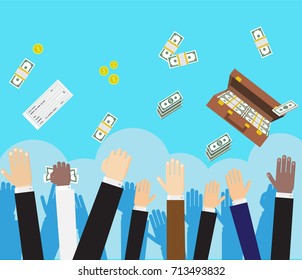 several business hand.Team Work