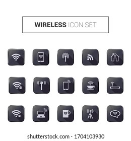 Several buttons with wireless icons. Real buttons with shadow and gradient. Vector eps 10.