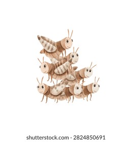 Several cartoon grasshoppers standing close