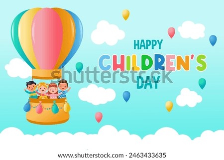 Several children were riding hot air balloon happily to welcome Children's Day