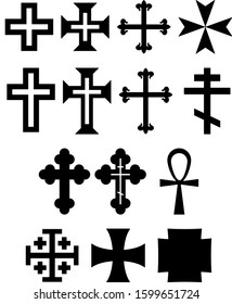 Several Christian Crosses and Symbols 