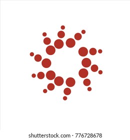 Several circles rotate around the axis.