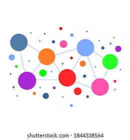 several circles of various colors connected by lines