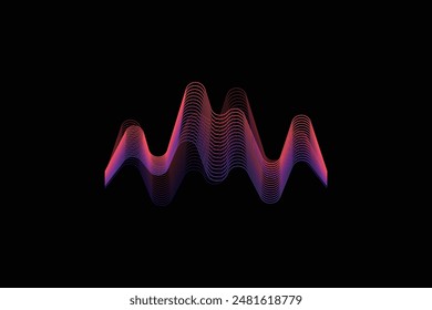 Several colored abstract sound waves colorful editable