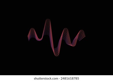 Several colored abstract sound waves colorful editable