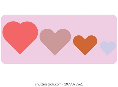 Several colored heart shapes set as stickers or cards