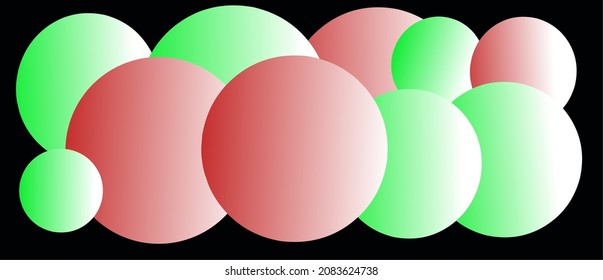 Several colorful balloons floating in the gradient color space 