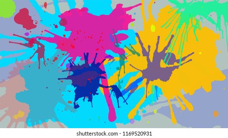 Several colourful blots on the wall . Vector illustration